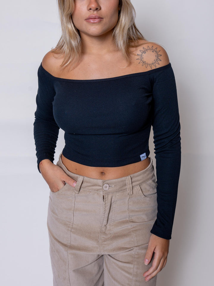 Cropped Manga Longa Preto