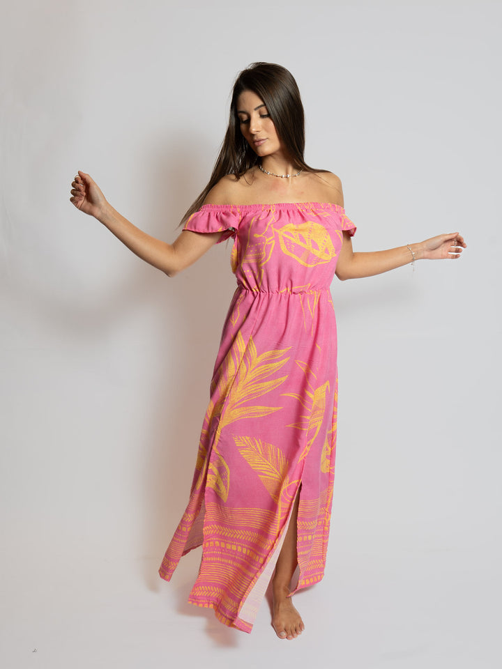 Vestido Amarelo Rosa