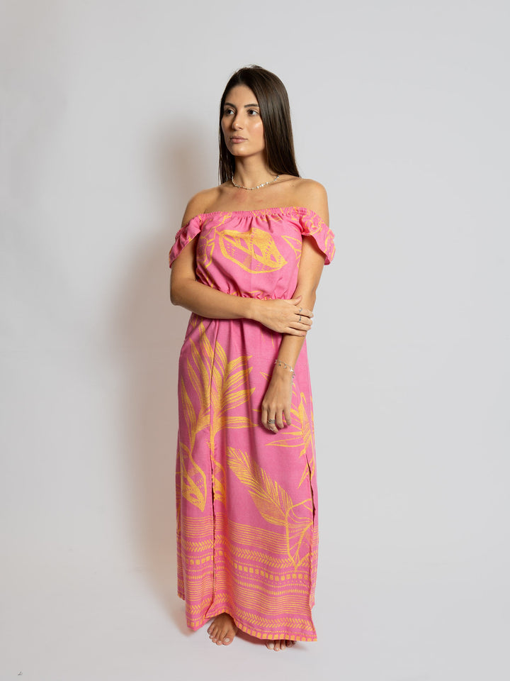 Vestido Amarelo Rosa